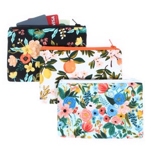 Floral Zipper Pouch Set small: Rifle Fabric Cosmetic Bags, Card Wallets