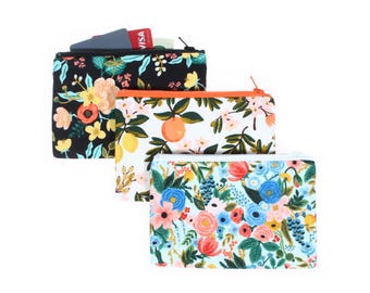 Floral Zipper Pouch Set small: Rifle Fabric Cosmetic Bags, Card Wallets
