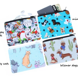 mini zipper earbuds pouch fabric coin purse gift card holder rosary wallet makeup cosmetic bag stitch marker pouch hearing aid case animals image 8