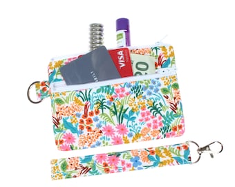 Rifle Paper Floral Double Zipper Pouch: Wristlet Keychain Wallet ID Holder