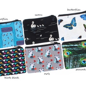mini zipper earbuds pouch fabric coin purse gift card holder rosary wallet makeup cosmetic bag stitch marker pouch hearing aid case animals image 3