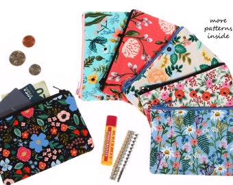 Rifle fabric floral zipper pouch small cosmetic makeup travel bag coin purse gift wallet rosary essential oil hearing aid case