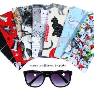 Cat Fabric Sunglasses Case: Soft Fleece Eyeglasses Sleeve