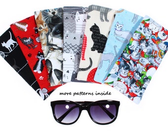 Estuche para gafas de sol de tela con diseño de gato: Funda suave de forro polar para gafas