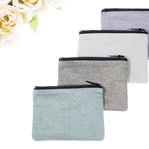 Mini estuche con cremallera para auriculares, monedero de tela metalizada, tarjetero, monedero con rosario, neceser para boda, dama de honor, recuerdo de fiesta