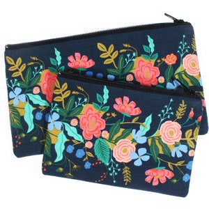 Floral Zipper Pouch: Coin Purse, Makeup Bag, Rifle Garden Vines