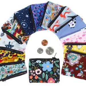 Super Mini Zipper Pouch: Cotton Coin Purse, Earbud Storage, Rosary Bag