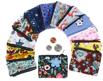 Minibolso con cremallera: Monedero de algodón, estuche para auriculares, bolsa para rosario.