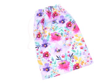 Bolsa de regalo de algodón con cordón y estampado floral: Zapatos, viajes, lavandería, punto.