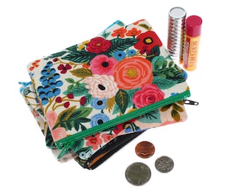 Rifle Canvas Floral Zipper Pouch: Oversized Coin Purse