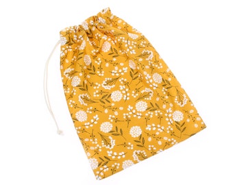 Bolsa de algodón con cordón y estampado floral: organizador multiusos para viajes, regalos, zapatos, ropa sucia, regalos y tejido.