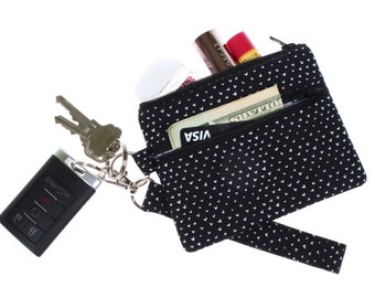 Estuche con doble cremallera y estampado de corazón: llavero, cartera, portadocumentos