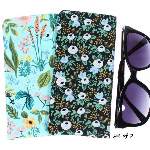 2 floral glasses cases fabric soft sunglasses pouch eye wear reading eyeglasses blue light glasses sleeve gift for her