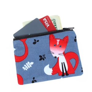mini zipper earbuds pouch fabric coin purse gift card holder rosary wallet makeup cosmetic bag stitch marker pouch hearing aid case animals fox