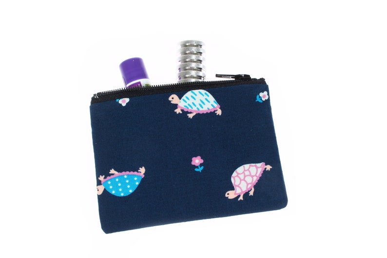 mini zipper earbuds pouch fabric coin purse gift card holder rosary wallet makeup cosmetic bag stitch marker pouch hearing aid case animals turtles