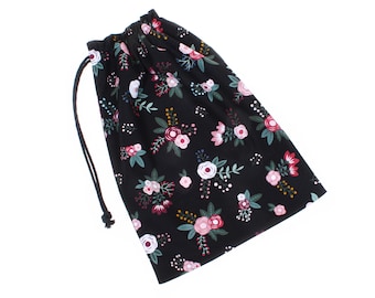Bolsa de algodón con cordón y estampado floral: organizador multiusos para viajes, zapatos, ropa sucia, regalos y para tejer.