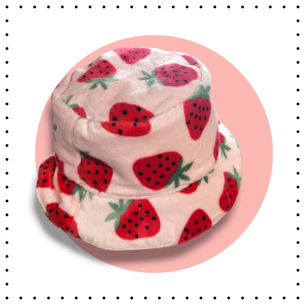 Strawberry Hat, Kawaii Fleece Hat, Strawberry Fleece Hat, Winter Hat for Girls, Gifts for Teens, Warm Hat, Satin Lined Hat