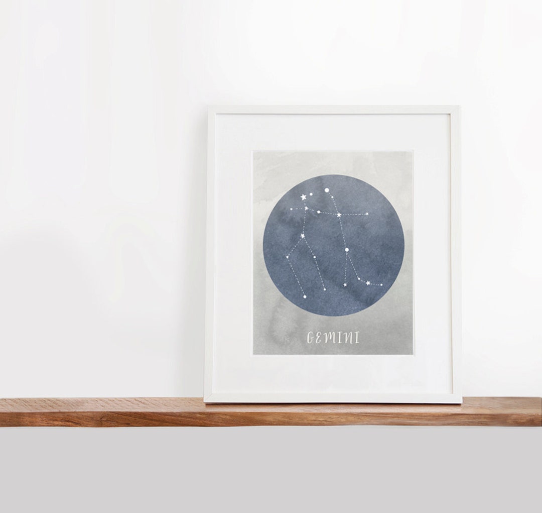 Gemini Zodiac Printable Art 8x10 Inches Nursery Art - Etsy
