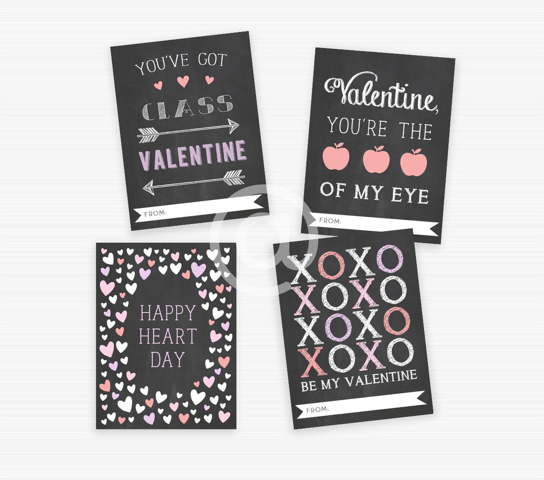 Printable Valentines Chalkboard, Downloadable Valentines, Instant ...