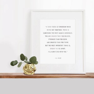 I&#39;ll Always Be With You, Winnie the Pooh Digital Printable Art, 8x10 inches, Typography Art Print