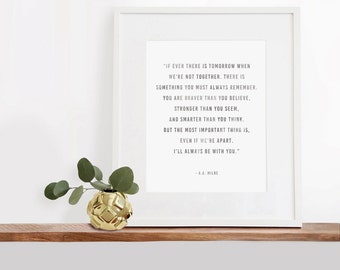 I'll Always Be With You, Winnie the Pooh Digital Printable Art, 8x10 inches, Typography Art Print