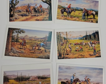 5x7 BLANK NOTE Cards W/Envelopes 18 Pk. Oil Paintings of Western Cowboys by Southern Oregon Painter Patricia Paulk