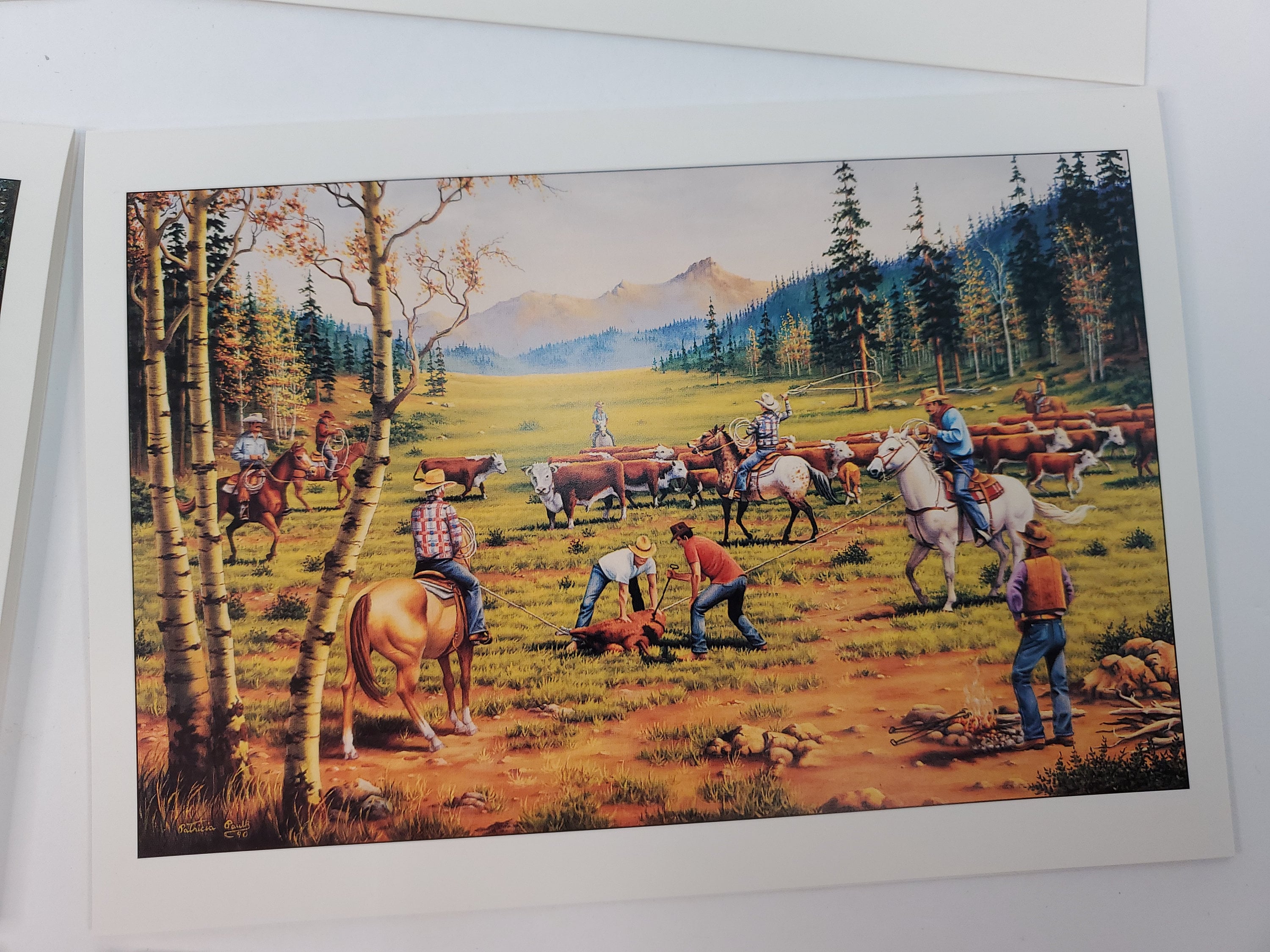 5x7 BLANK NOTE Cards W/envelopes 18 Pk. Oil Paintings of Western