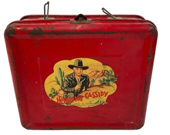 Hopalong Cassidy Red Metal Lunchbox Vintage Collectible 1950's Aladdin USA