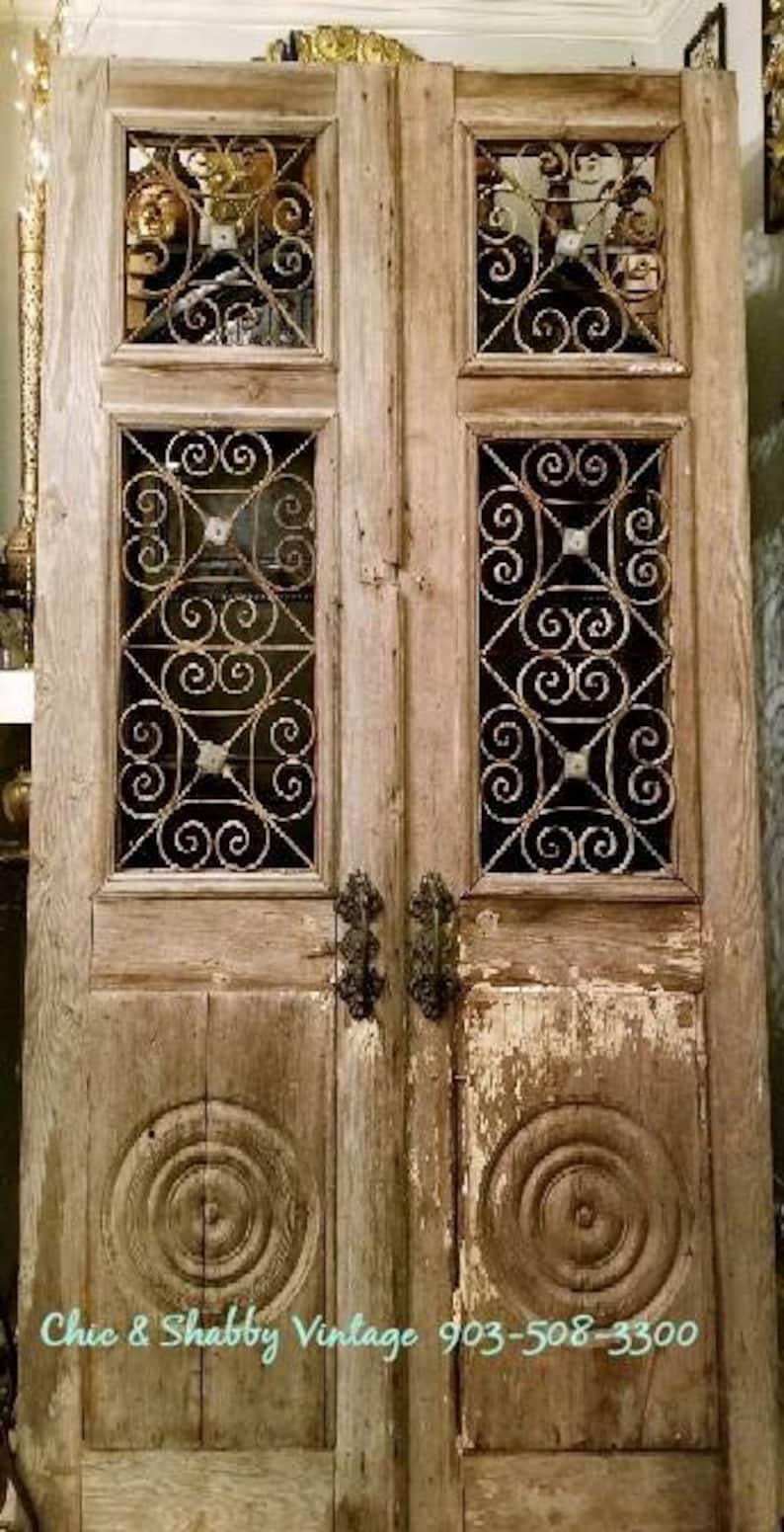 Antique French Doors Wood And Iron European Doors 8 Foot Etsy
