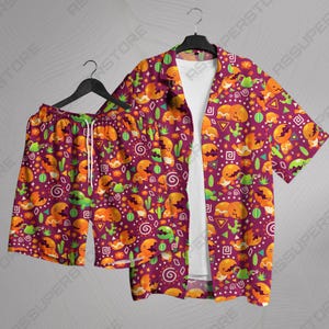 Trapinch Hawaiian Shirt Tropical Button Up Shirt Unisex Summer Outfit Cute Beach Shorts Desert Cactus Pattern Trapinch Shirt Gifts