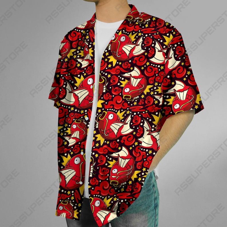 Magikarp Hawaiian Shirt Magikarp Button Up Shirt Gift image 7