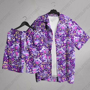 Greavard Hawaiian Shirt Tropical Button Up Shirt Cute Purple Ghost Dog Summer Gift Outfit Unisex Beach Set Greavard Shirt Gifts