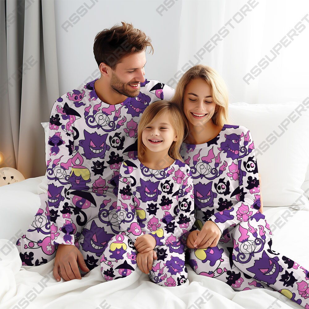 Pijama de franela de Pokémon Gengar para mujer y hombre, ropa de