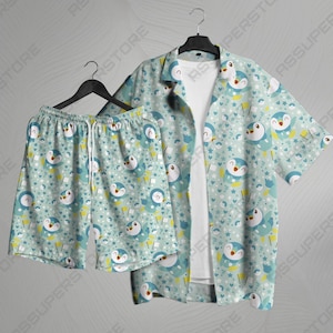 Piplup Hawaiian Shirt Cute Tropical Button Up Summer Beach Short Funny Unisex Vacation Outfit Piplup Shirt Gift