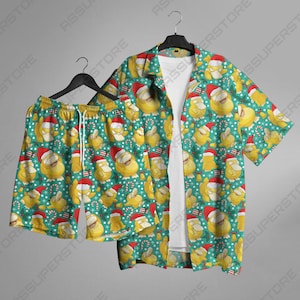 Psyduck Hawaiian Shirt Tropical Button Up Shirt Christmas Green Summer Beach Short Funny Unisex Vacation Outfit Psyduck Shirt Gifts