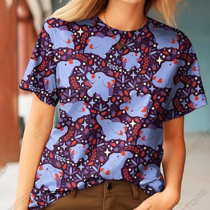 Cute Blue Elephant Shirt - Funny Graphic T-Shirt for Animal Lovers - Unisex Vintage-Inspired Summer Tee - Birthday Gift Idea
