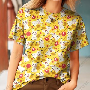 Spooky Cute Ghost T-Shirt – Yellow Kawaii Costume Creature Tee – Unisex Halloween Shirt – Funny Cartoon Gift for Fans