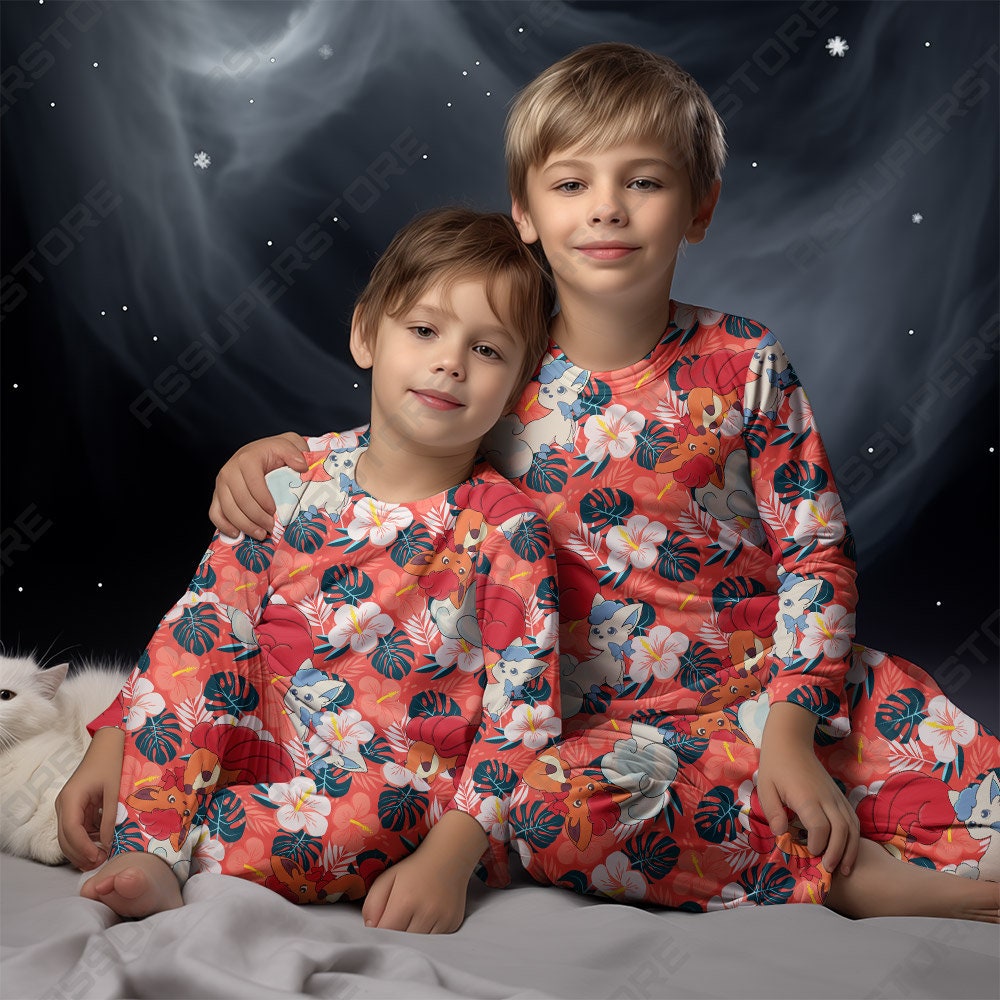 Alolan Vulpix and Vulpix Fire Family Pajamas Kawaii Anime - Etsy
