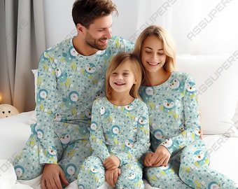 Pyjama mignon Piplup Pyjama de vacances Piplup pingouin pyjama personnalisé pour famille adulte enfants cadeaux anniversaire