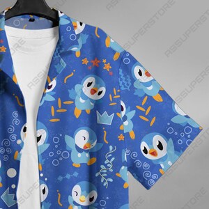 Chemise piplup hawaïenne, chemise boutonnée anime japonaise, cadeau cadeau image 5