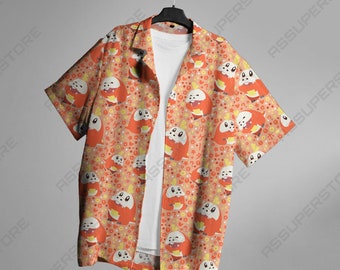 Fuecoco Hawaiian Button-Up Shirt Japanese Hawaiian Anime Shirt Gift