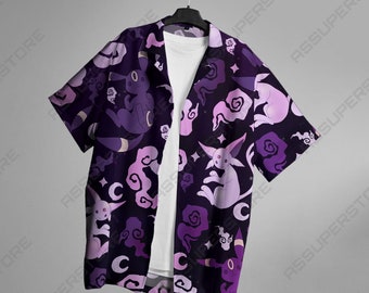 Espeon Umbreon Button Up Hemd mit Hawaiihemd Espeon Umbreon Button Up Shirt Espeon Umbreon Shirt Geschenk