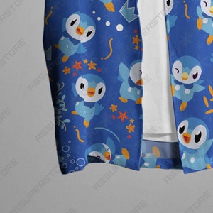 Chemise piplup hawaïenne, chemise boutonnée anime japonaise, cadeau cadeau image 9