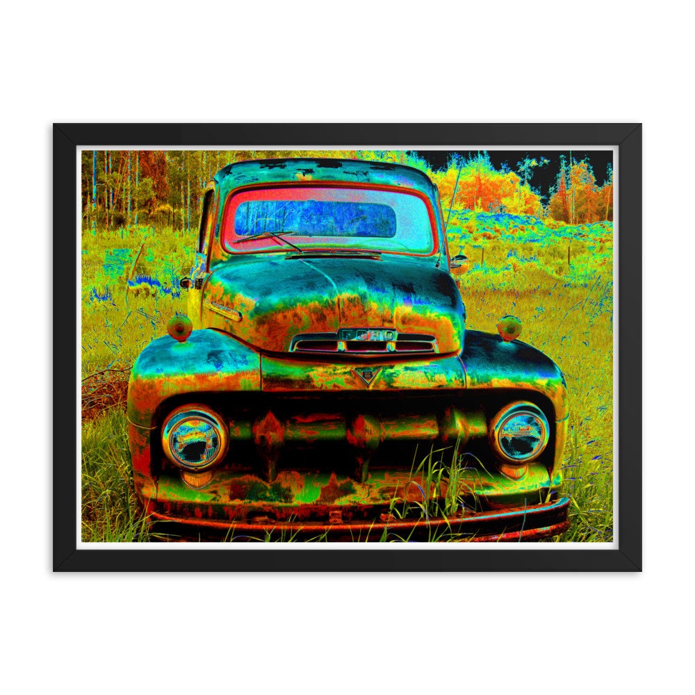 24時間限定タイムセール Old Ford Truck #1 Framed Poster for Father's Day & Birthday 額縁