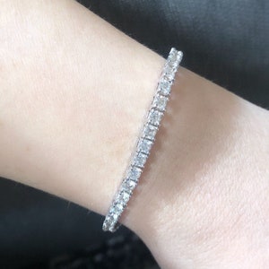 14K White Gold Diamond (tw6.47ct) Tennis Bracelet