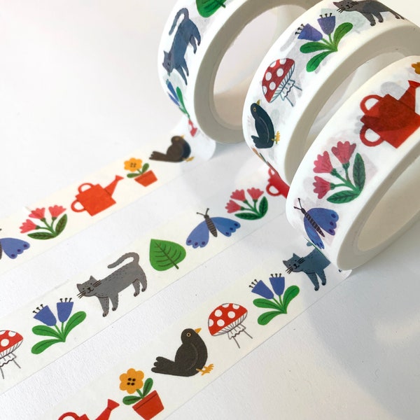 Botanical gardening washi tape | nature stationery | eco gift | gift for nature lovers | fun tape | floral washi | cute stationery