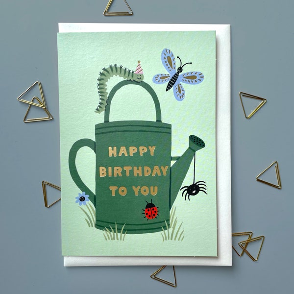 Happy Birthday To You | Gardening Birthday greetings card | Watering can card | gardener gift | eco card | nature lover card