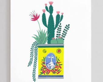 Food Packaging floral art print (A4 & A3) | Botanical illustration | packaging design | Harissa paste | cactus painting | nature lover