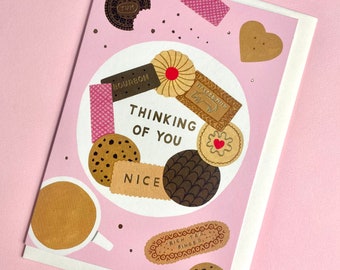 Thinking of you card (A6) | illustrated card | condolences card | biscuit card | sweet card | thoughtful card | painted card