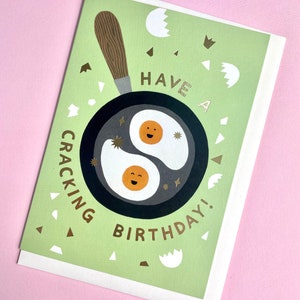 Have A Cracking Birthday card A6 illustrated card egg birthday card breakfast card silly birthday card fun card painted card image 1